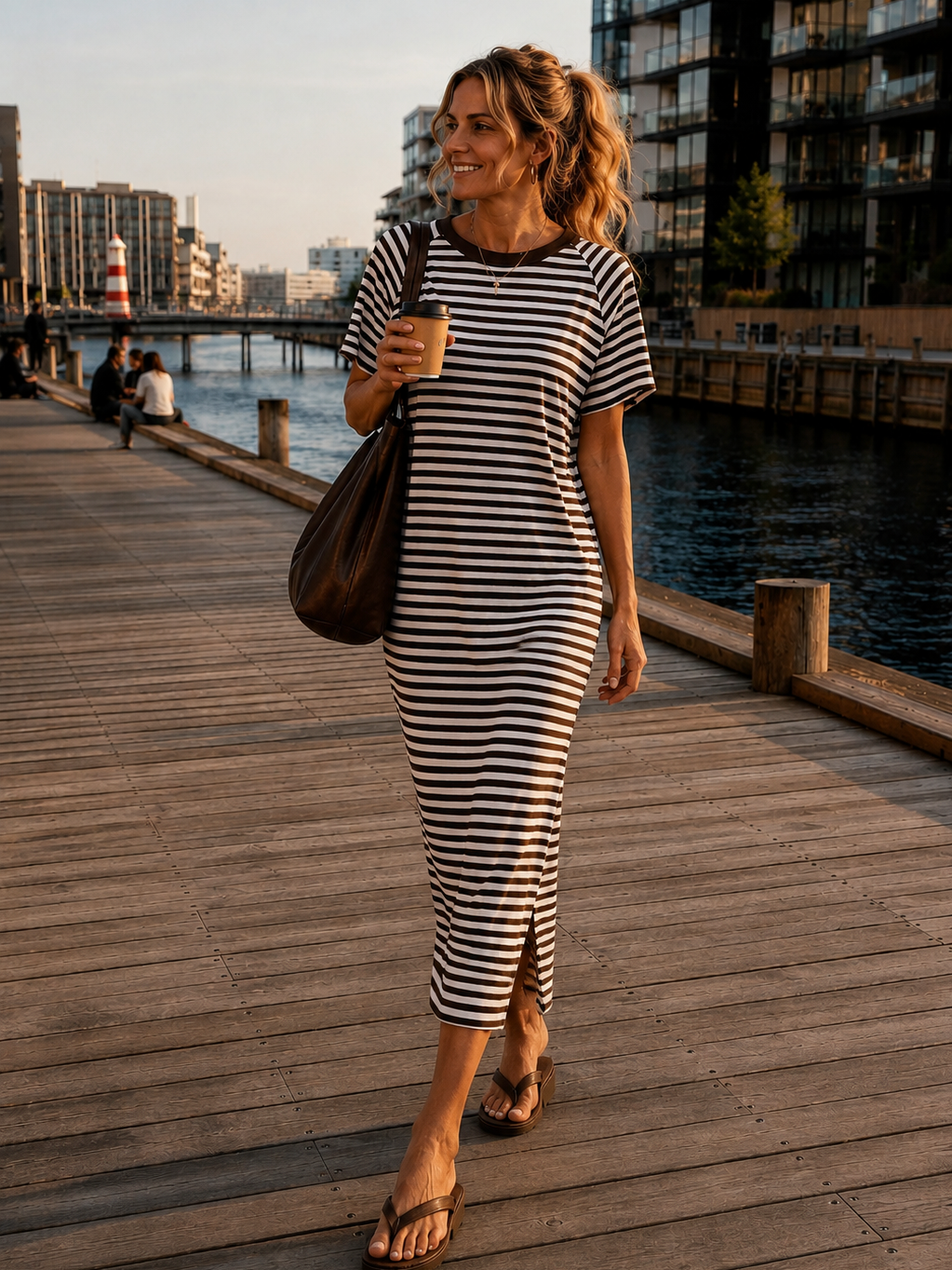 Good Times Dress - Coffee / White