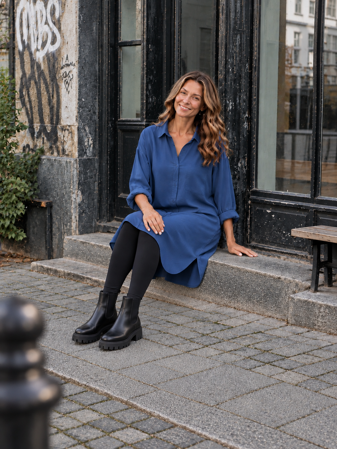 Comfy Days Dress - Dark Denim Blue
