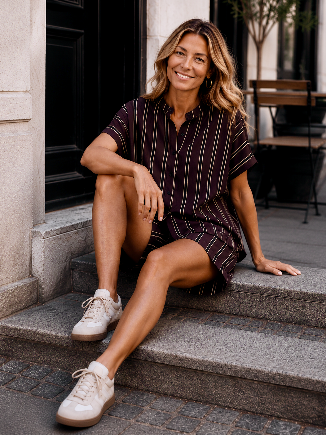 Comfy Oversize Shorts - Coffee/ black / sand
