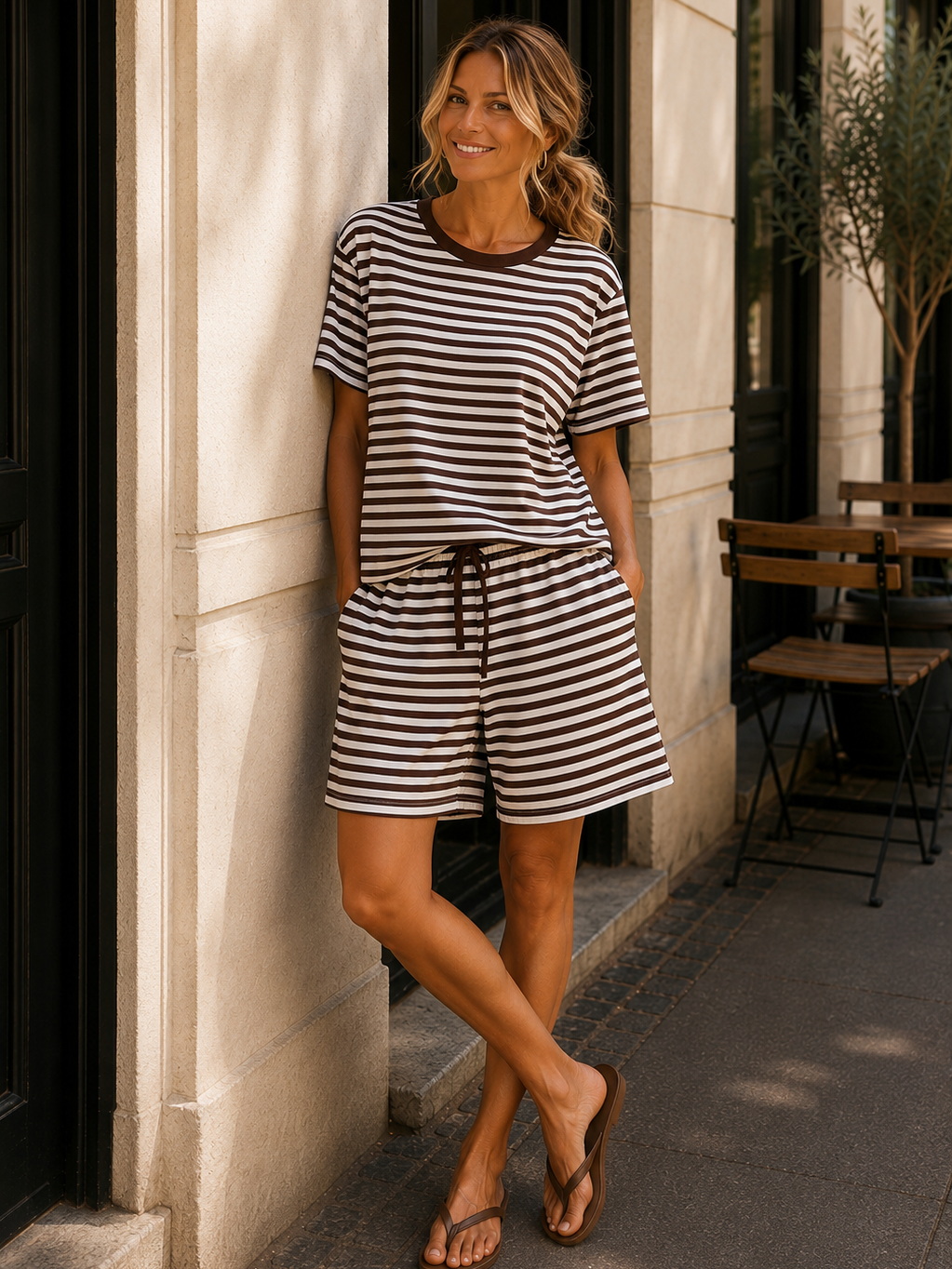 Slow Feeling Shorts Modal - Coffee / White