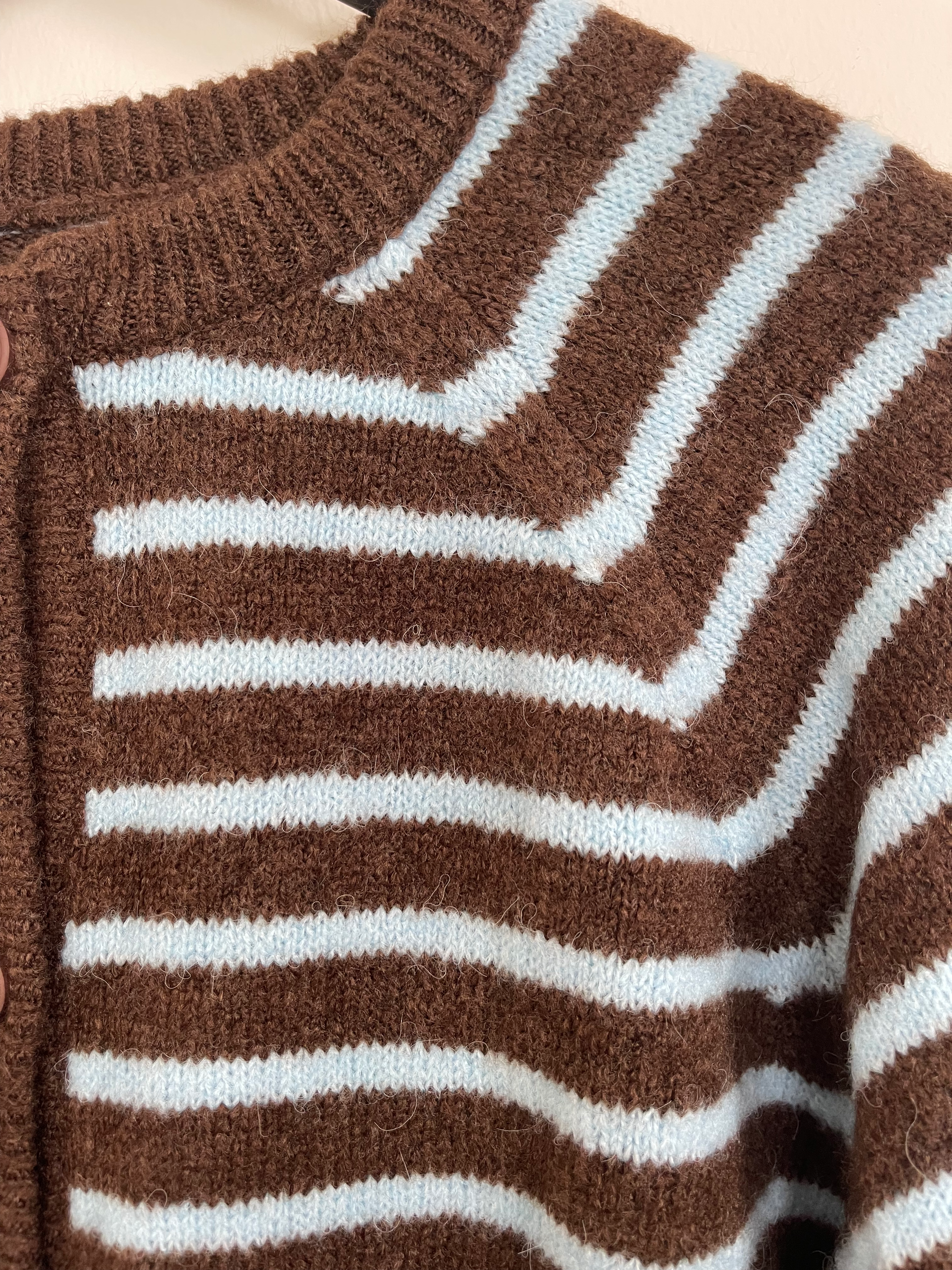 Nice And Soft Cardigan Ballonsleeve - Coffee / Light Blue