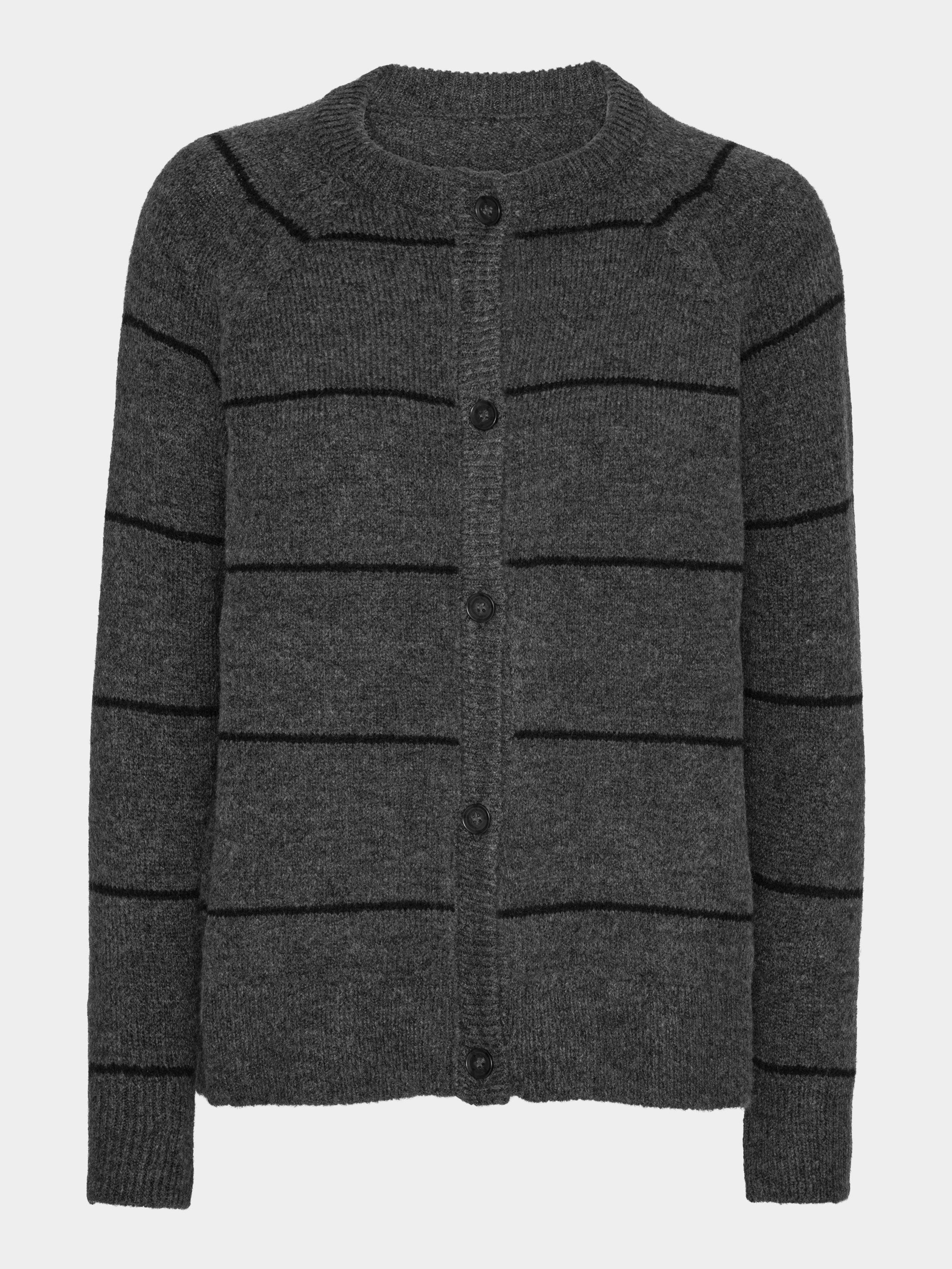Comfy Copenhagen ApS Nice And Soft Cardigan Knit Cardigan Black / Dark Grey Melange Stripe