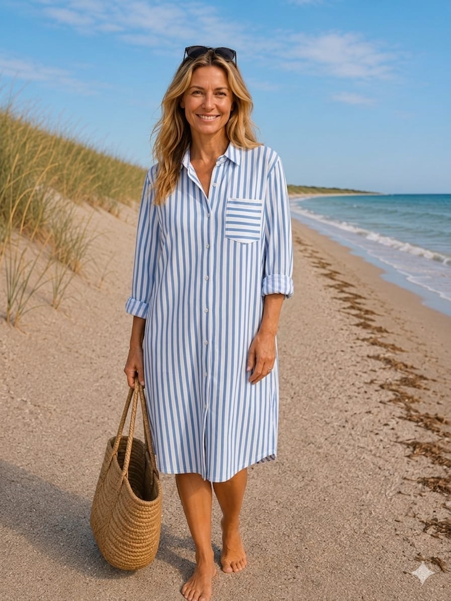Comfy Days Dress - Blue / white