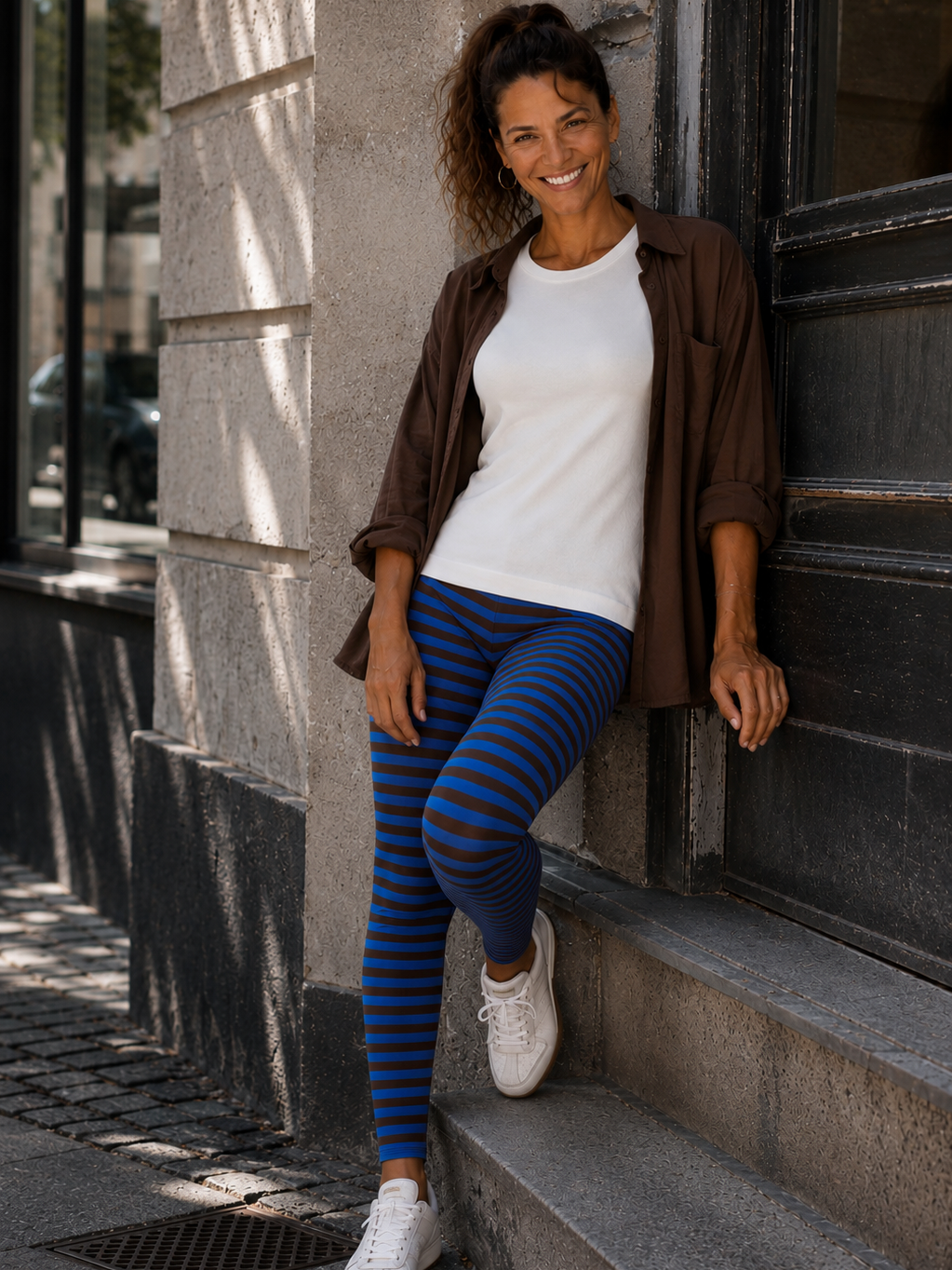 Pleasing Viscose - Electric blue / coffee