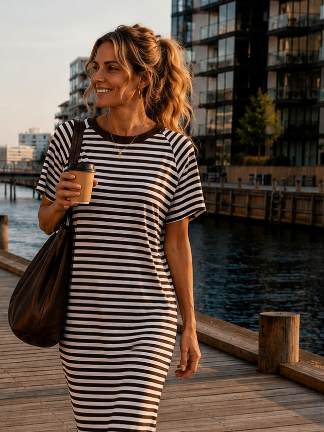 Good Times Dress - Coffee / White
