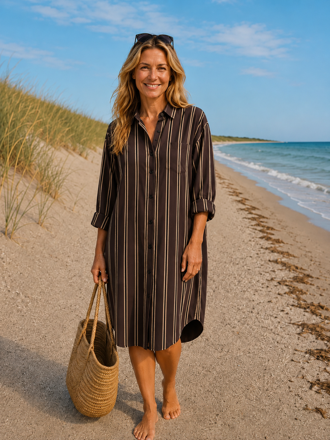 Comfy Days Dress - Coffee/ black / sand