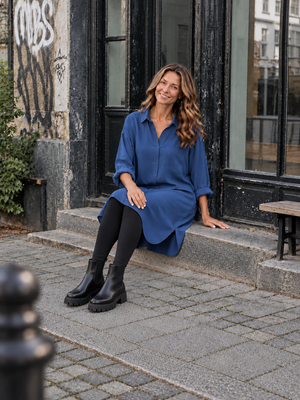 Comfy Days Dress - Dark Denim Blue