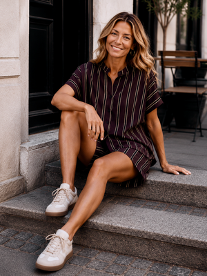 Comfy Oversize Shorts - Coffee/ black / sand