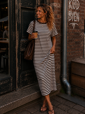 Good Times Dress - Coffee / White