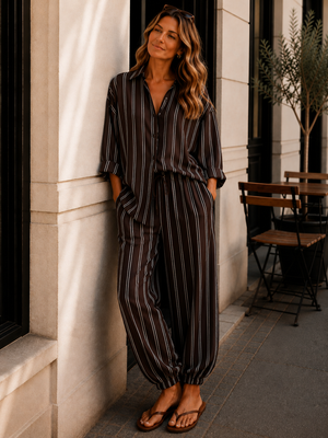 Comfy Pants Cotton - Coffee/ black / sand