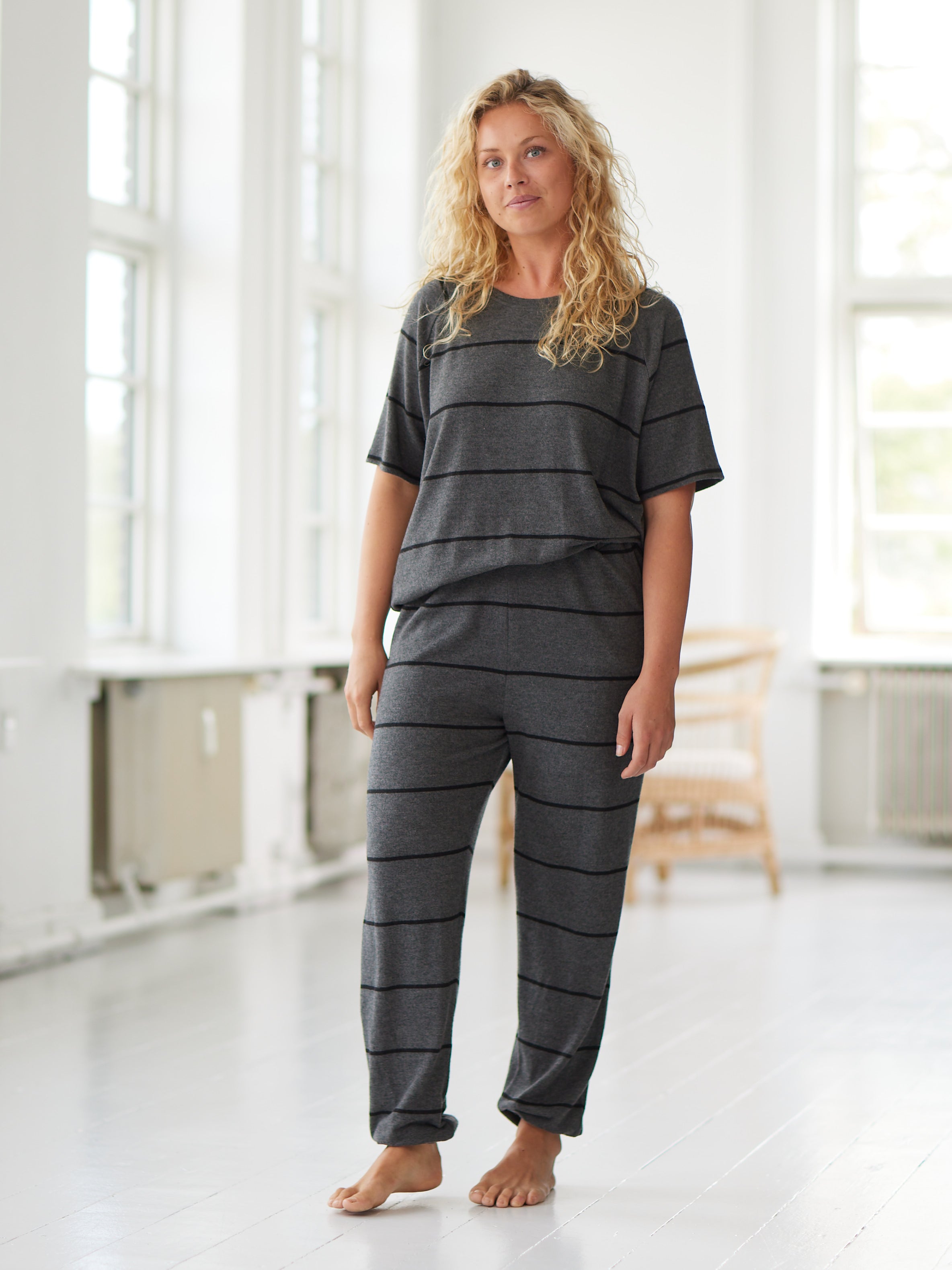 Comfy Copenhagen ApS Comfy Pants Pants Black / Dark Grey Stripe