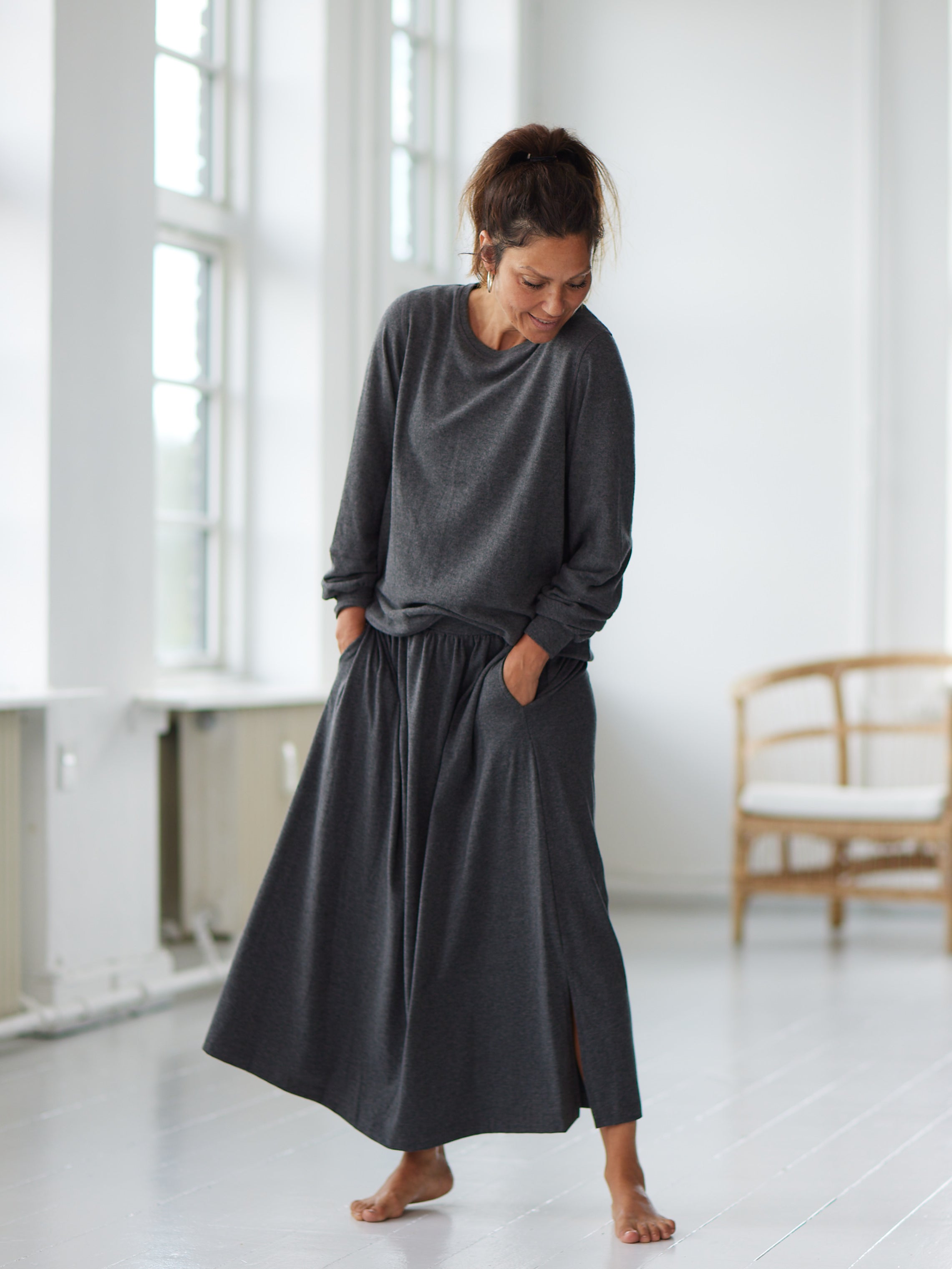 Comfy Copenhagen ApS Good Feeling Skirt Dark Grey Melange