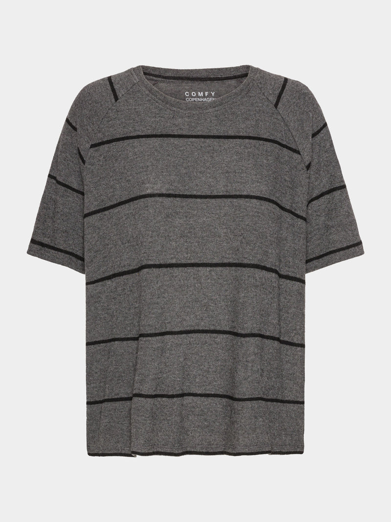 Comfy Copenhagen ApS Good Times T-shirt Black / Dark Grey Melange Stripe