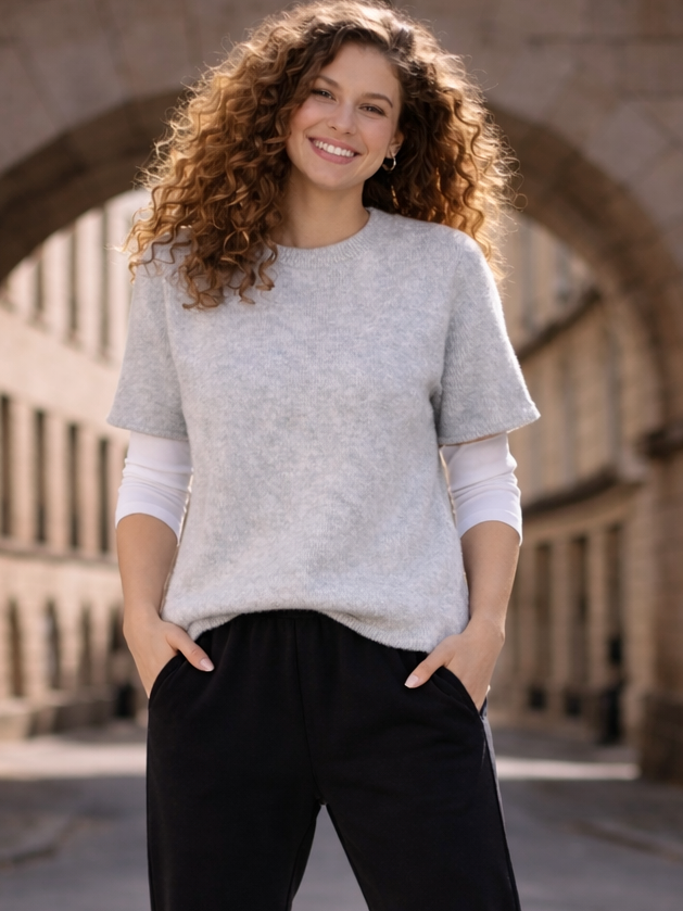 Nice And Soft Short Sleeve - Light Grey