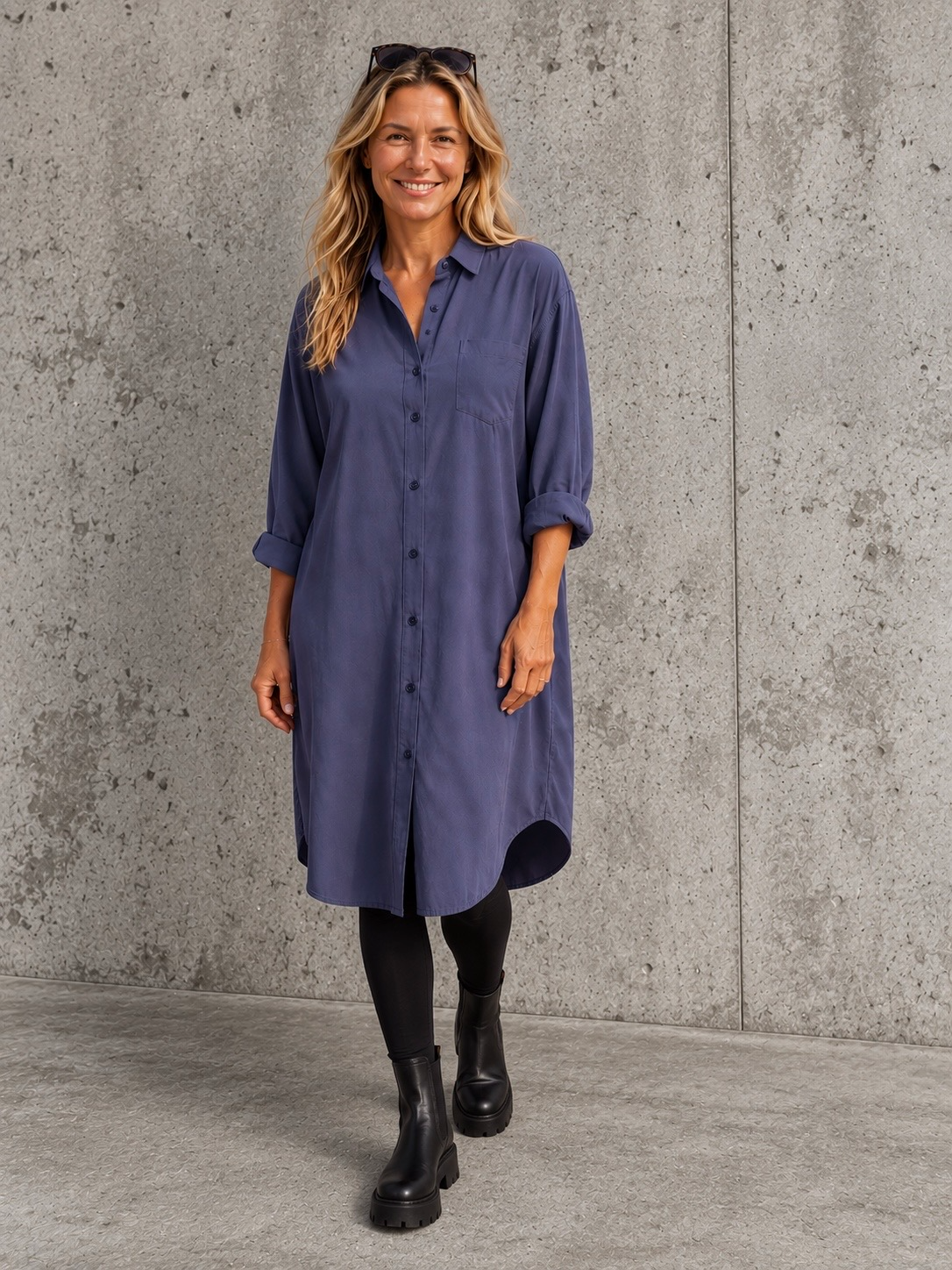Comfy Days Dress - Steel Blue