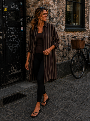 Comfy Days Dress - Coffee/ black / sand