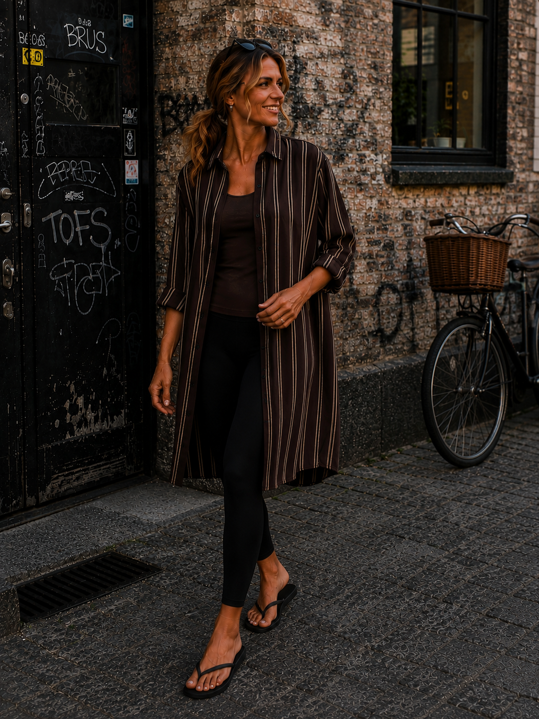 Comfy Days Dress - Coffee/ black / sand