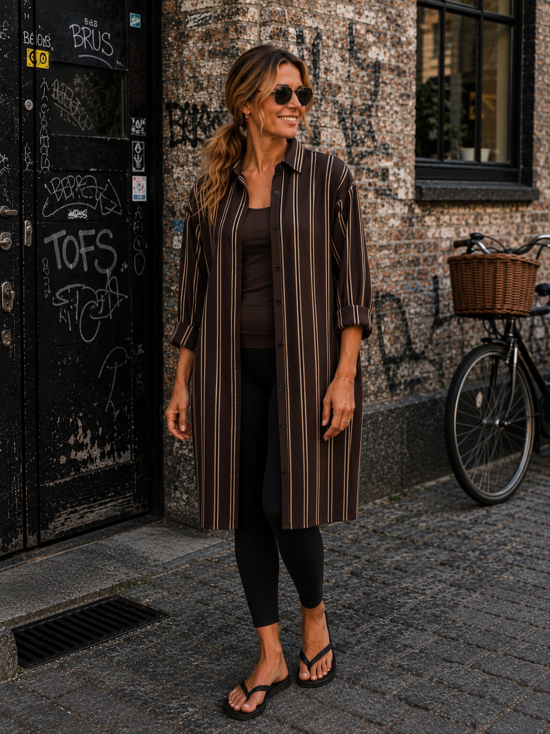 Comfy Days Dress - Coffee/ black / sand