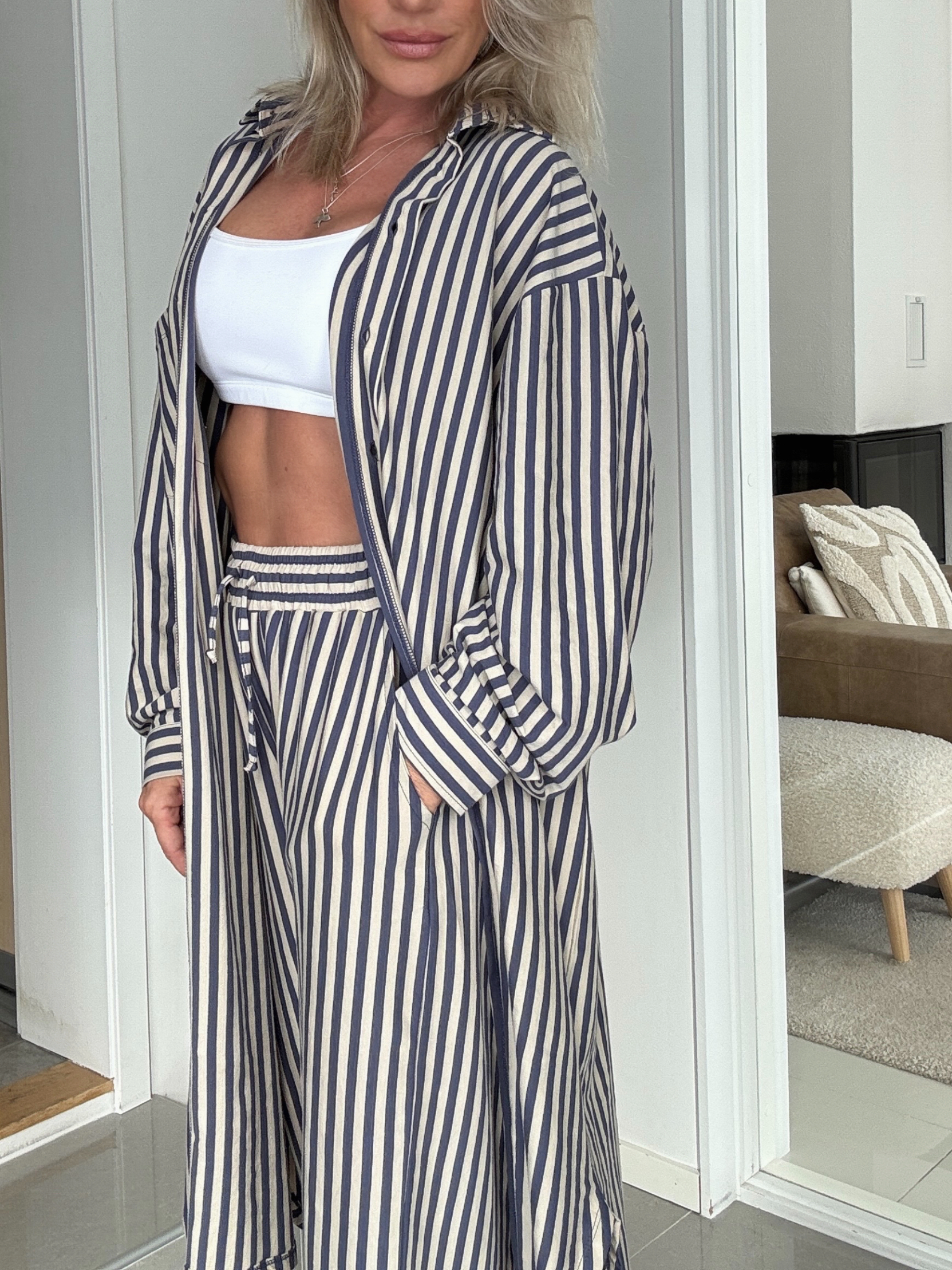 Comfy Days Dress - Steel Blue / Sand