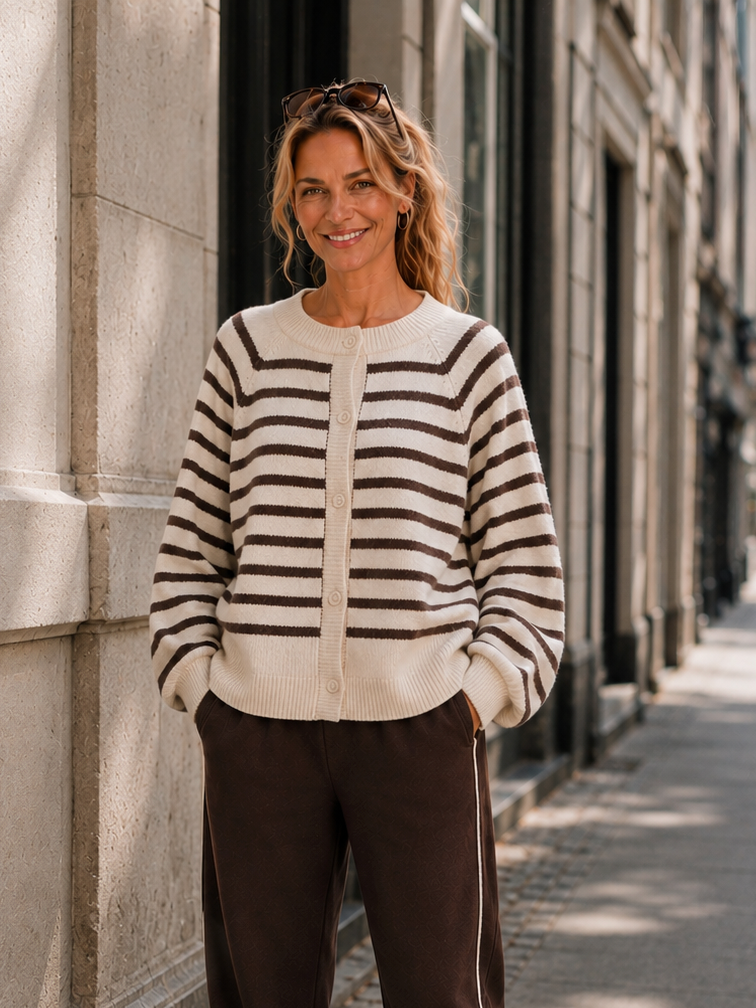 Nice And Soft Cardigan Ballonsleeve - Sand / Coffee