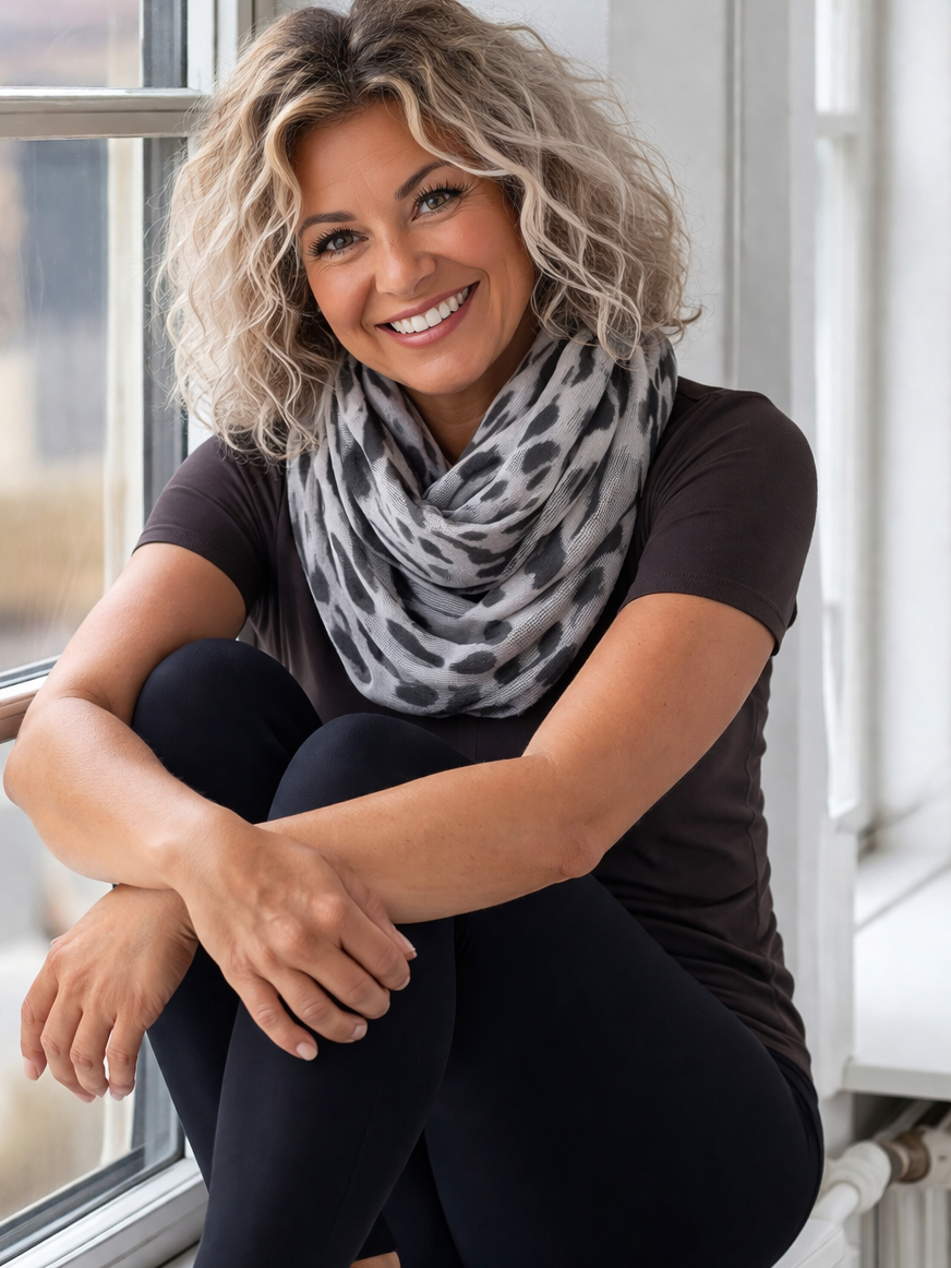 Tørklæde Viscose - Leo Black/Grey